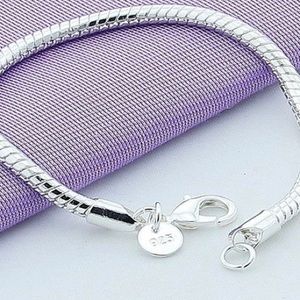 925 Stamped SS  7.5” Snake Chain Bracelet NWT